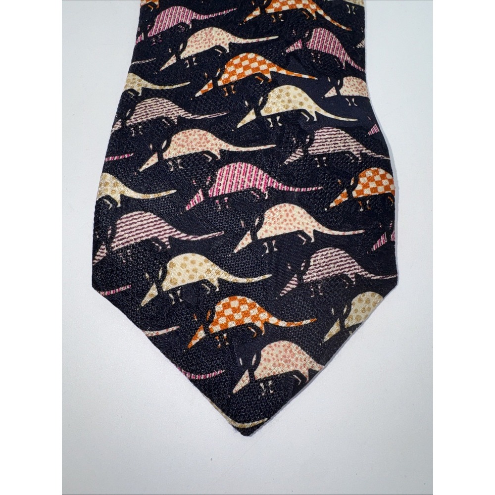 Enrico Coveri You Young 100% Silk Armadillo Necktie Navy Novelty Animal Tie